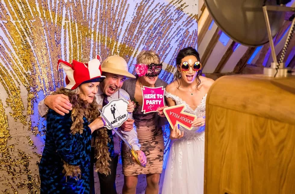 Open air photo booth rental set up at a Chicago evening event