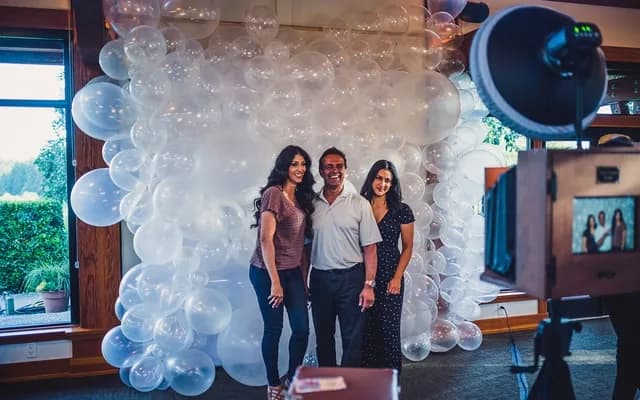 Open air photo booth with professional studio lighting at an indoor venue